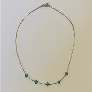 Sterling Silver and Turquoise Tumbled Nugget Necklace
